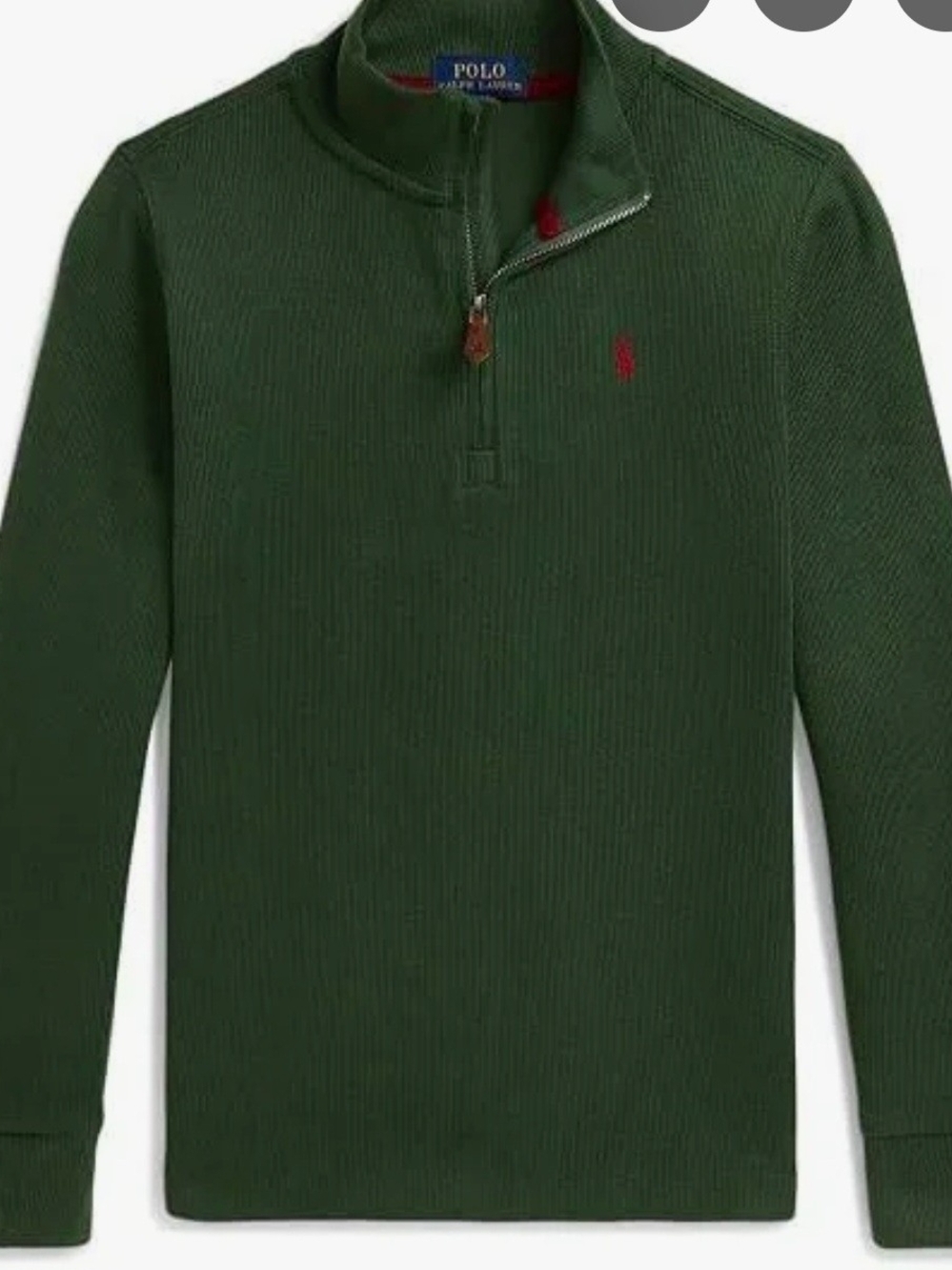 Polo Ralph Lauren Boys Estate Rib Quarter Zip Pullover Sweater Green Siz M 10-12